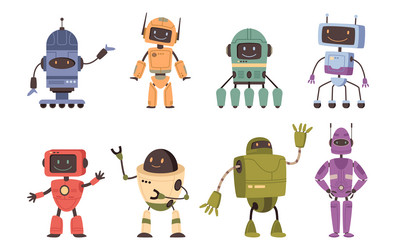 robot character with friendly face expression vector image