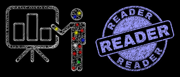 rubber reader stamp seal and bright net bar chart vector image