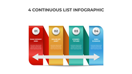 Continuous list diagram with 4 points infographic vector