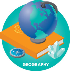 Geography globe and writing tools set of school Vector Image
