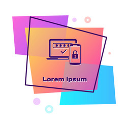 Purple multi factor two steps authentication icon vector