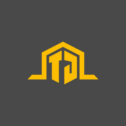 tj monogram initial logo with hexagon style design vector image