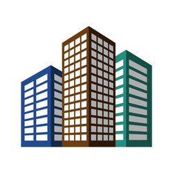 3 residential or business buildings multicolored vector