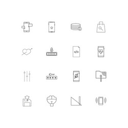 Internet technologies linear thin icons set vector