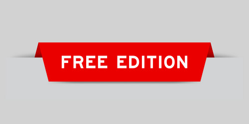 red color inserted label with word free edition vector image