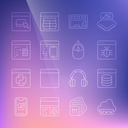 set line web development server data hosting vector image