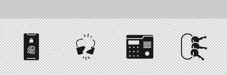 set mobile with fingerprint scan broken vector image