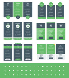 Set of pricing table design templates for websites vector