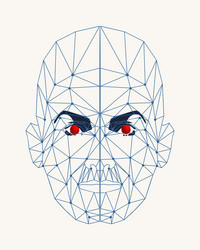 Wireframe mesh head shape consisting of connected vector