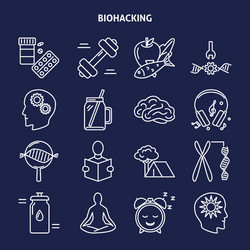Biohacking Icon Set - Thin Line Style vector