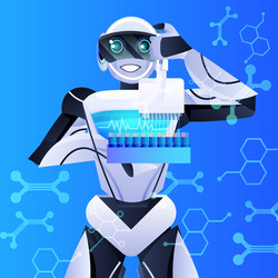 robot holding test tubes with liquid robotic vector image