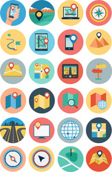 maps and navigation flat icons 1 vector image