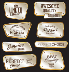 premium quality glossy golden labels vector