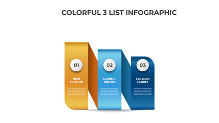 descending list layout diagram 3 points steps vector