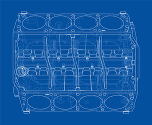 engine block sketch rendering of 3d vector image