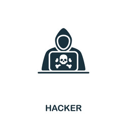 Hacker icon monochrome simple line cybercrime vector