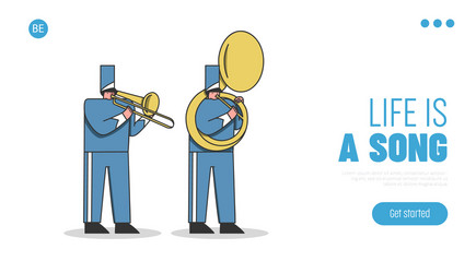 Marching band landing page military orchestra vector