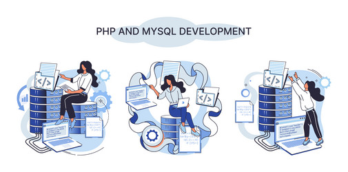 php and mysql development software website vector image