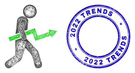 Rubber 2022 trends badge and network irregular vector