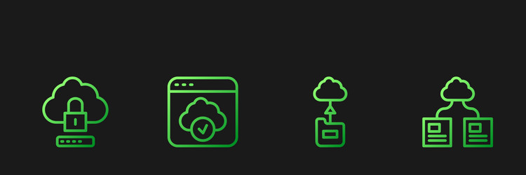 set line cloud technology data transfer computing vector image