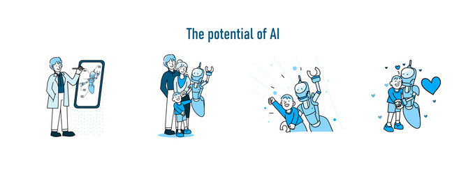 Set of artificial intelligence group of robot ai Vector Image