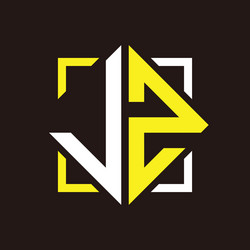 J z initials quadrangle monogram with square vector