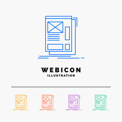 wire framing web layout development 5 color line vector image
