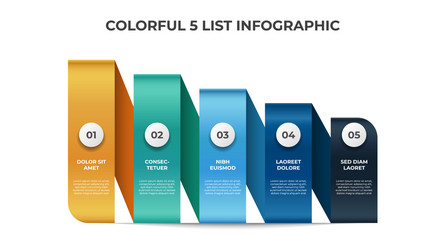 descending list layout diagram 5 points steps vector