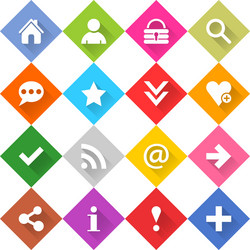 Flat basic icon set rounded rhomb web button vector