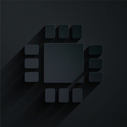 Paper cut computer processor with microcircuits vector