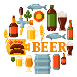 background design with beer icons and objects vector image