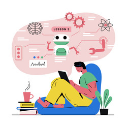 flat design learn from home vector image