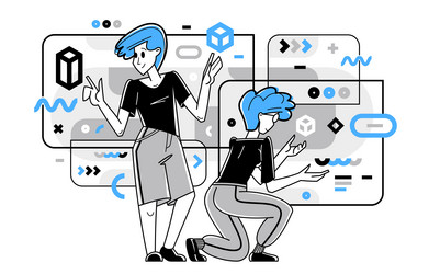 Inspired inventive designer or engineer composing vector