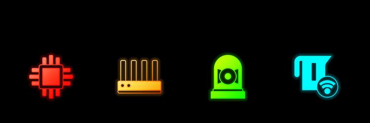 set processor with cpu router and wi-fi signal vector image
