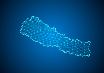 abstract digital map nepal with particles dots vector