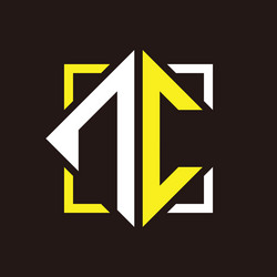 N c initials quadrangle monogram with square vector