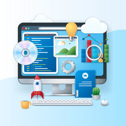 software development in 3d style vector image