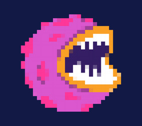 Cute orange space invader monster game enemy Vector Image