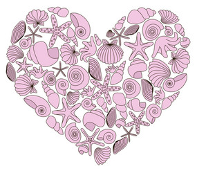 heart made of pink shells vector