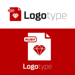 red ruby file document download button icon vector image