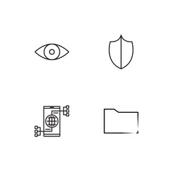 cyber security linear icons set simple outline vector image