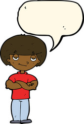 cartoon smug looking man with speech bubble vector