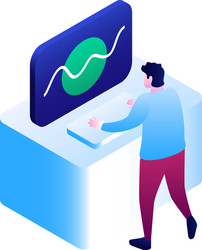 man at futuristic computer icon isometric style vector image