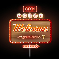 Retro Neon Motel Welcome Sign Vector Image