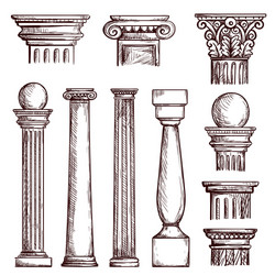 Antique white columns greek and roman Royalty Free Vector