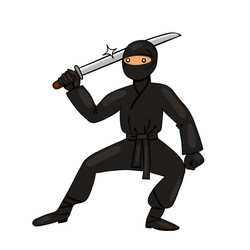 Ninja with katana isolate on a white background Vector Image