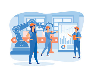 production line with workers automation and user vector image