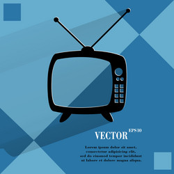 Retro tv flat modern web button vector