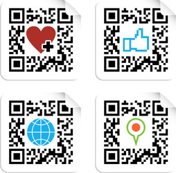 set of qr codes with social media icons vector