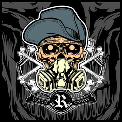 Skull with Gas Mask & Hat Vector Image